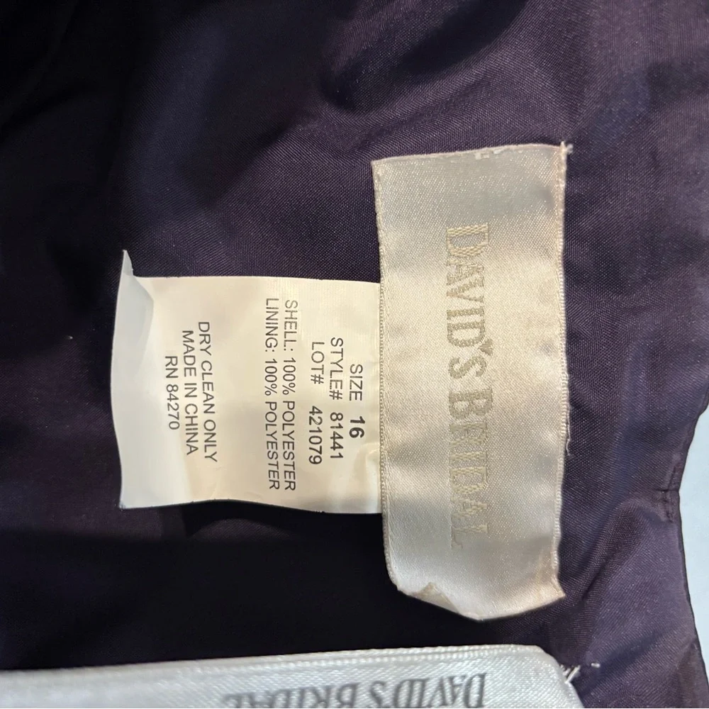 David's Bridal Strapless Purple Dress - Picture 2 of 3